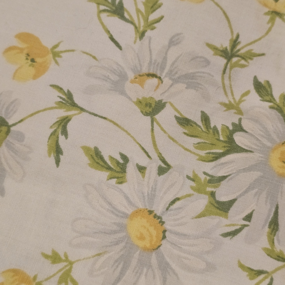 Vintage 70s TEXMADE Truprest Percale Floral Daisy Twin Flat Sheet